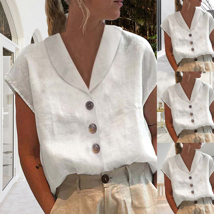 Nieve - Blusa chic de mujer con cuello y botones