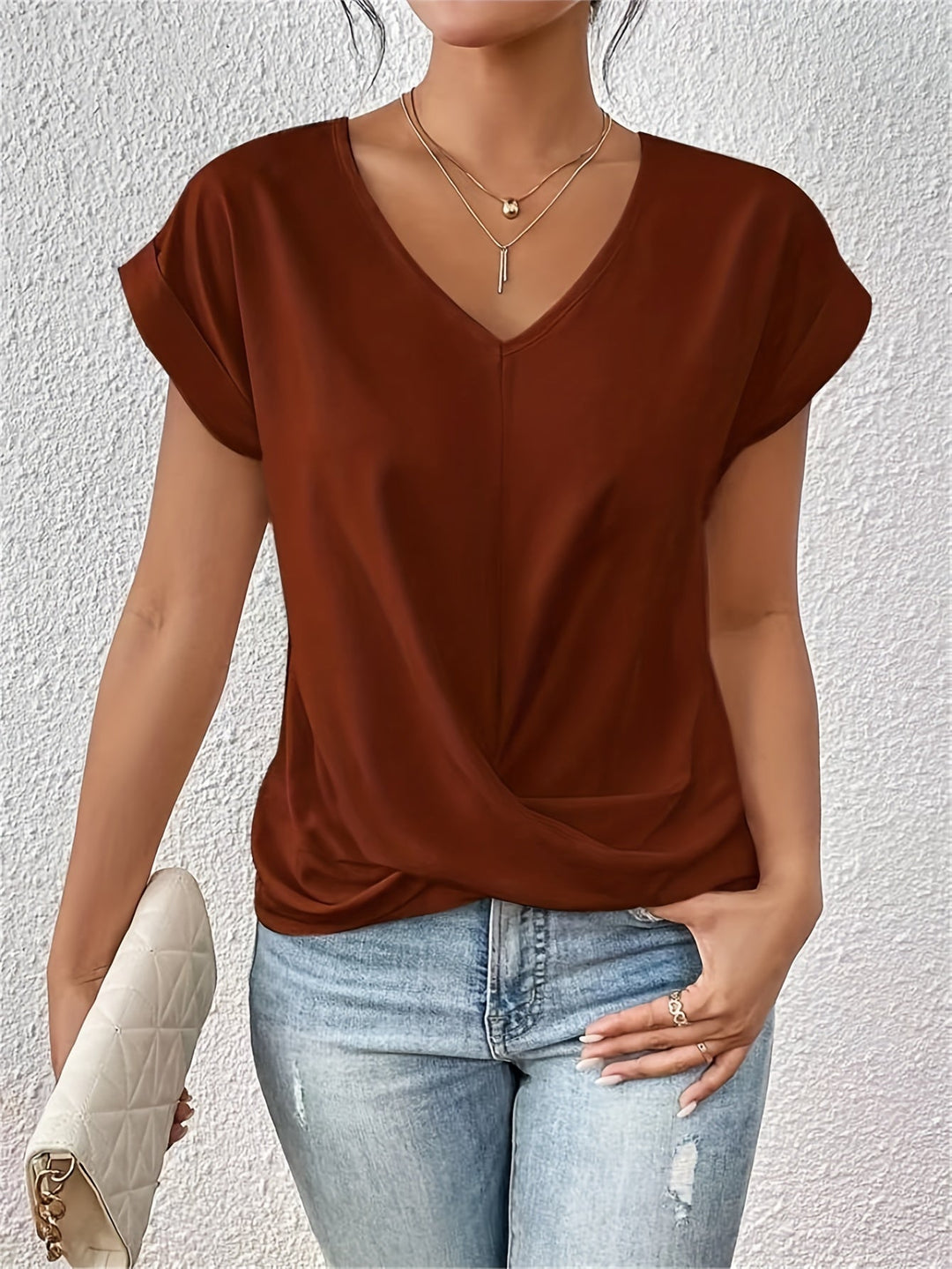 Diana - Camiseta informal con escote corazón