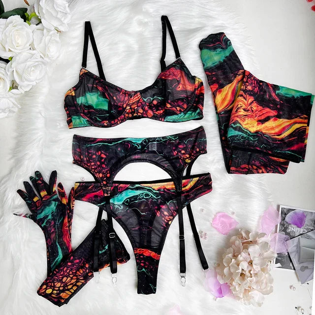 Poppy | Conjunto de lencería 5 piezas Tie Dye
