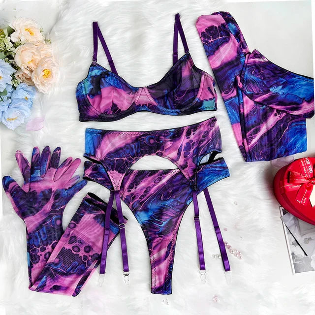 Poppy | Conjunto de lencería 5 piezas Tie Dye