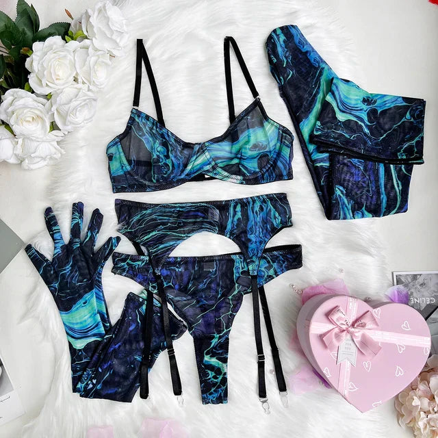 Poppy | Conjunto de lencería 5 piezas Tie Dye