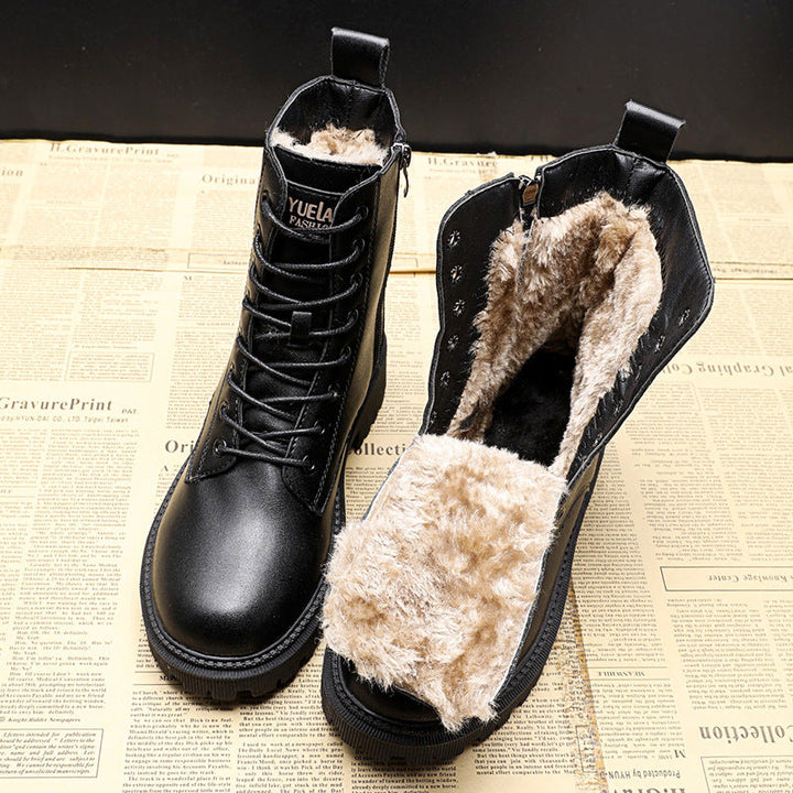 Enrica™ - Botas de invierno de piel negra