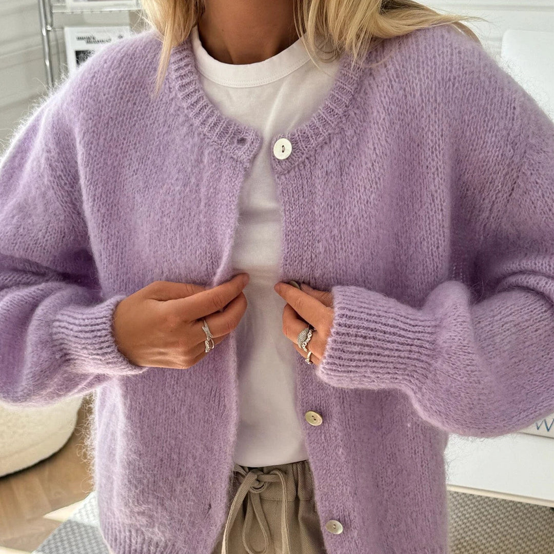 Amparo | Cardigan Fuzzy de Punto con Botones para Mujer